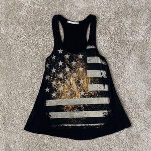 Rolla Coster Gold American Flag Racerback Tank